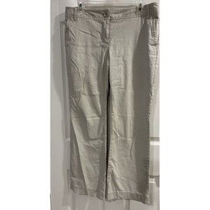 Loft Marisa 100% Cotton Oatmeal Beige Wide Leg Pants Women Size 8 P Boot Cut